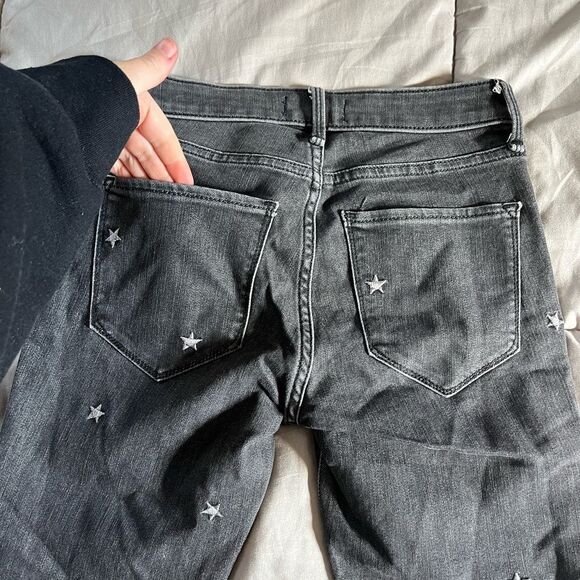 Abercrombie & Fitch Star Embroidered Black Mid Rise Skinny Ankle Jeans 24/00 - Picture 7 of 8